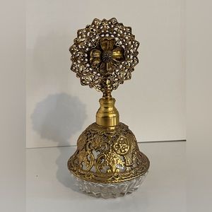 Globe Perfume Bottle Dogwood Design, 24kt Gold Plated, Vanity Bottle, Ormulo